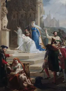 Esquisse pour l'église Sainte-Elisabeth : Sainte Elisabeth, reine de Hongrie, déposant..., 1824. Creator: Merry Joseph Blondel