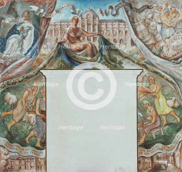 Esquisse pour l'escalier d'honneur de la mairie du 13ème arrondissement de Paris..., 1933. Creator: René Baucher.