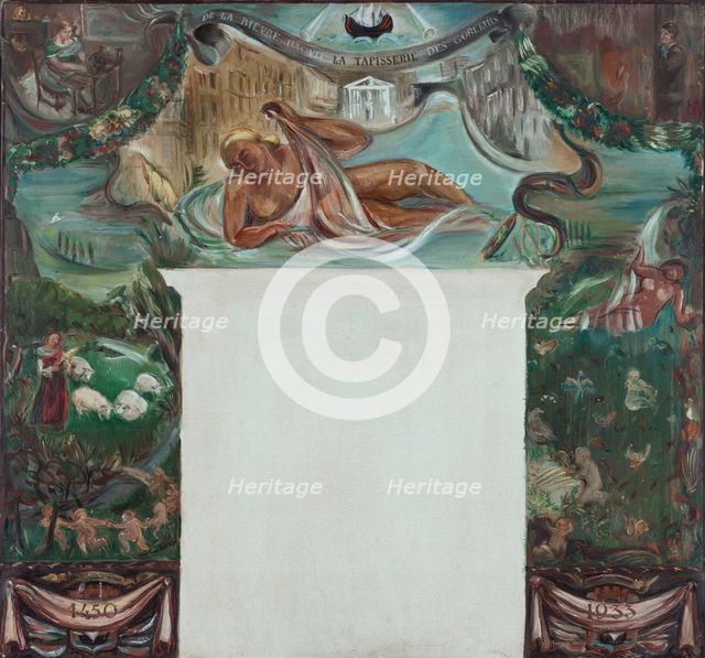 Esquisse pour l'escalier d'honneur de la mairie du 13ème arrondissemnent de Paris..., c.1933. Creator: Sylvie Feron-Baucher.