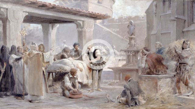 Esquisse pour l'escalier de la Sorbonne : Ambroise Paré au siège de Metz, c.1888. Creator: Theobald Chartran.