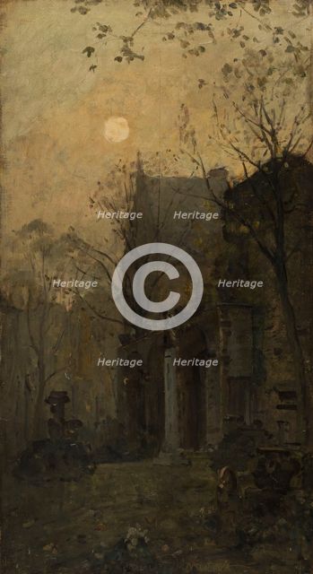 Esquisse pour l'escalier des Fêtes de l'Hôtel de Ville de Paris : Le square Cluny, c.1889. Creator: Adrien Demont.
