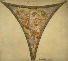 Esquisse pour l'escalier des fêtes de l'Hôtel de Ville - Le Jour - le Soleil ; Messidor..., 1901. Creator: Joseph Blanc