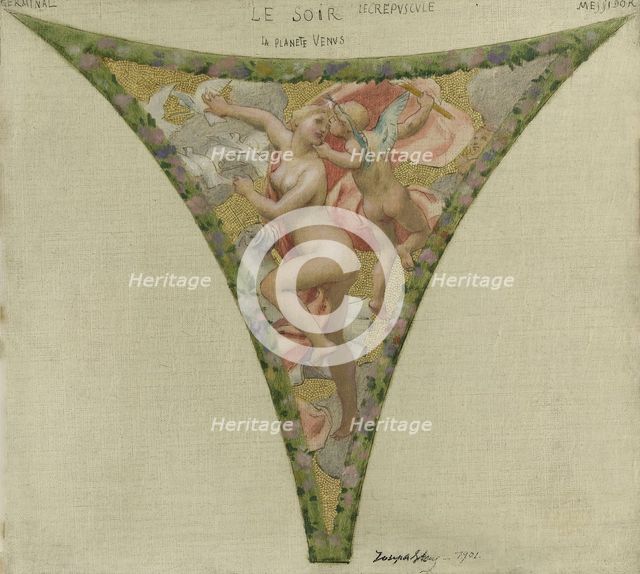 Esquisse pour l'escalier des fêtes de l'Hôtel de Ville : Le Soir, 1901. Creator: Joseph Blanc.