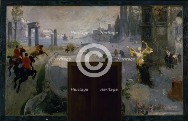 Esquisse pour l'Hôtel de Ville de Paris : Art, Mouvement, Travail, Lumières, between 1889 — 1905. Creator: Alfred Philippe Roll.