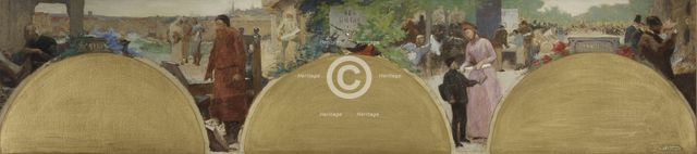 Esquisse pour l'Hôtel de Ville de Paris : Histoire de l'écriture, temps modernes, c.1890. Creator: Fernand Cormon.