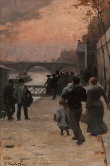 Esquisse pour l'Hôtel de Ville de Paris : Le soir à Paris., 1889. Creator: Paul Albert Baudouin