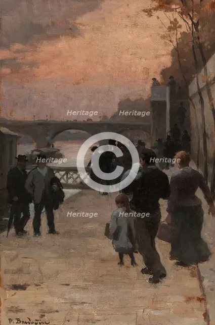Esquisse pour l'Hôtel de Ville de Paris : Le soir à Paris., 1889. Creator: Paul Albert Baudouin.