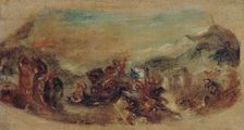 Esquisse pour la bibliothèque du palais Bourbon : Attila suivi de ses hordes barbares..., c1844. Creator: Eugene Delacroix