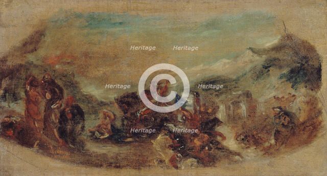 Esquisse pour la bibliothèque du palais Bourbon : Attila suivi de ses hordes barbares..., c1844. Creator: Eugene Delacroix.