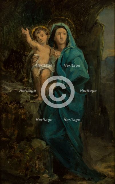 Esquisse pour la chapelle de Bois-Colombes : La Vierge et l'enfant Jésus, c.1876. Creator: Francisque Desportes.