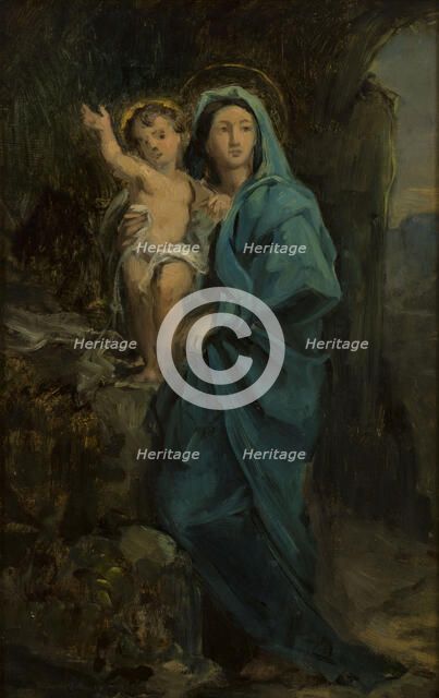 Esquisse pour la chapelle de Bois-Colombes : La Vierge et l'enfant Jésus, c.1876. Creator: Francisque Desportes.