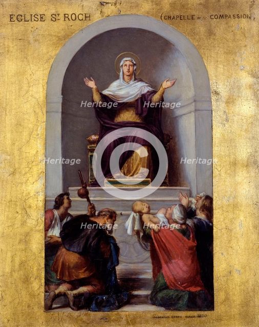 Esquisse pour la chapelle de la Compassion de l'église Saint-Roch : "La Vierge..., before 1870. Creator: Sebastien-Melchior Cornu.