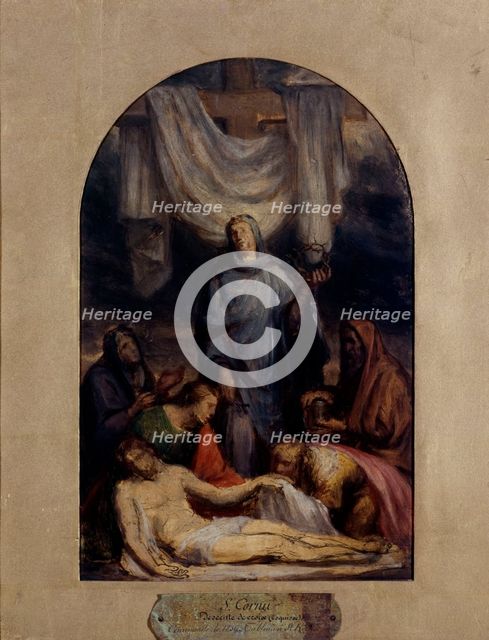 Esquisse pour la chapelle de la Compassion de l'église Saint-Roch : "Le Christ descendu..., 1856. Creator: Sebastien-Melchior Cornu.