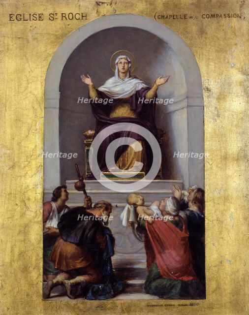 Esquisse pour la chapelle de la Compassion de l'église Saint-Roch : "La Vierge..., before 1870. Creator: Sebastien-Melchior Cornu.