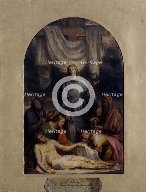 Esquisse pour la chapelle de la Compassion de l'église Saint-Roch : "Le Christ descendu..., 1856. Creator: Sebastien-Melchior Cornu.