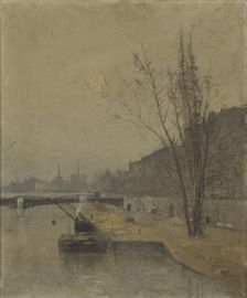 Esquisse pour la galerie des Tourelles nord de l'Hôtel de Ville de Paris : La Seine au..., c.1890. Creator: Rene Billotte
