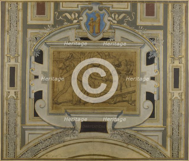 Esquisse pour la galerie des métiers de l'Hôtel de Ville : Charpentiers, 1890. Creator: Pierre Victor Galland.