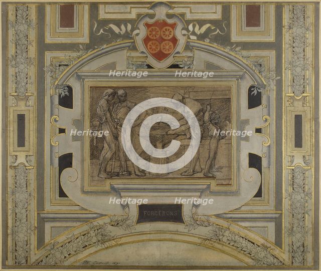 Esquisse pour la galerie des Métiers de l'Hôtel de Ville: Forgerons, 1890. Creator: Pierre Victor Galland.