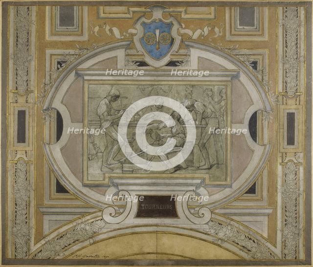 Esquisse pour la galerie des Métiers de l'Hôtel de Ville : Tourneurs, 1890. Creator: Pierre Victor Galland.