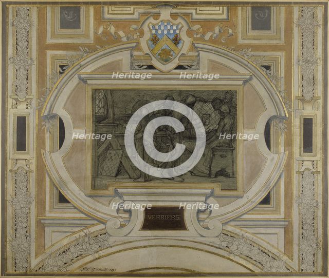 Esquisse pour la galerie des Métiers de l'Hôtel de Ville : Verriers, 1890. Creator: Pierre Victor Galland.