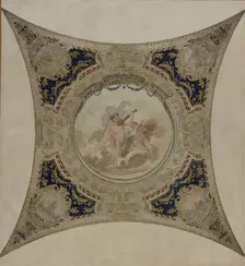 Esquisse pour la galerie Lobau de l'Hôtel de Ville de Paris : Génies musiciens - Monuments..., 1890. Creator: Hector d Espouy