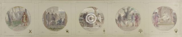 Esquisse pour la galerie Lobau de l'Hôtel de Ville de Paris : La Milice. L'Assemblée..., 1890. Creator: Jean Pierre Victor Mazies.