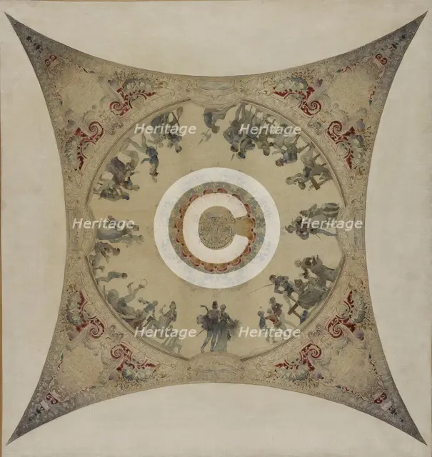 Esquisse pour la galerie Lobau de l'Hôtel de Ville de Paris : Scènes médiévales..., 1890. Creator: Hector d' Espouy.