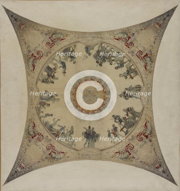Esquisse pour la galerie Lobau de l'Hôtel de Ville de Paris : Scènes médiévales..., 1890. Creator: Hector d' Espouy.