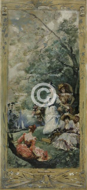 Esquisse pour la galerie Lobau de l'Hôtel de Ville de Paris : Fête champêtre aux environs...,c.1891. Creator: Georges Jules Victor Clairin.
