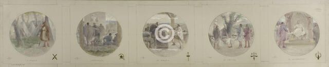 Esquisse pour la galerie Lobau de l'Hôtel de Ville de Paris : La Milice. L'Assemblée..., 1890. Creator: Jean Pierre Victor Mazies.