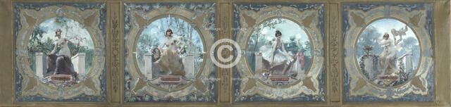 Esquisse pour la galerie Lobau de l'Hôtel de Ville de Paris : La Poésie. La Joie. La Danse..., 1890. Creator: Henry Jean Louis Boureau.