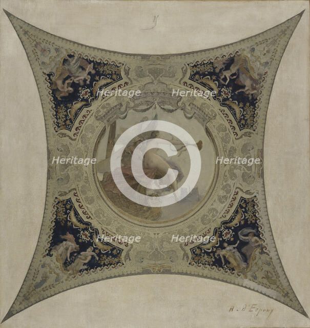 Esquisse pour la galerie Lobau de l'Hôtel de Ville de Paris : La renommée de Paris, 1890. Creator: Hector d' Espouy.