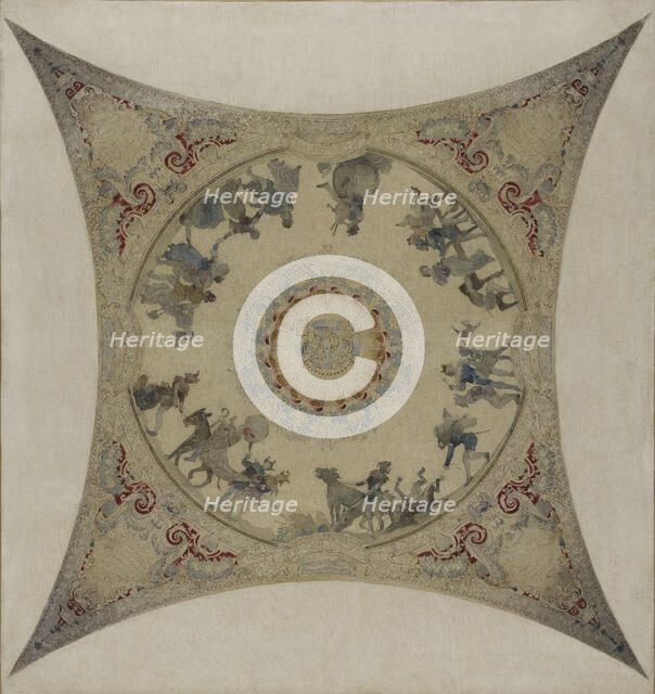 Esquisse pour la galerie Lobau de l'Hôtel de Ville de Paris : Scènes médiévales..., 1890. Creator: Hector d' Espouy.