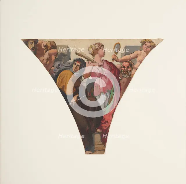 Esquisse pour la grande galerie des Fêtes de l'ancien Hôtel de Ville de Paris : Tragédie..., 1852. Creator: Henri Lehmann.