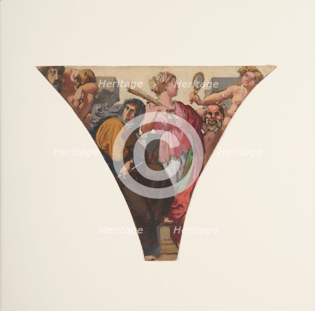 Esquisse pour la grande galerie des Fêtes de l'ancien Hôtel de Ville de Paris : Tragédie..., 1852. Creator: Henri Lehmann.