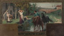 Esquisse pour la mairie d'Arcueil-Cachan : L'abreuvoir, 1888. Creator: Paul Albert Baudouin