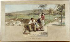 Esquisse pour la mairie d'Arcueil-Cachan : La famille - le repas de midi, 1888. Creator: Alfred Henri Bramtot