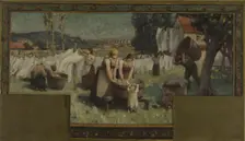 Esquisse pour la mairie d'Arcueil-Cachan : Les Blanchisseuses, 1888. Creator: Paul Albert Baudouin
