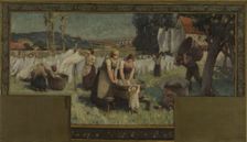 Esquisse pour la mairie d'Arcueil-Cachan : Les Blanchisseuses, 1888. Creator: Paul Albert Baudouin