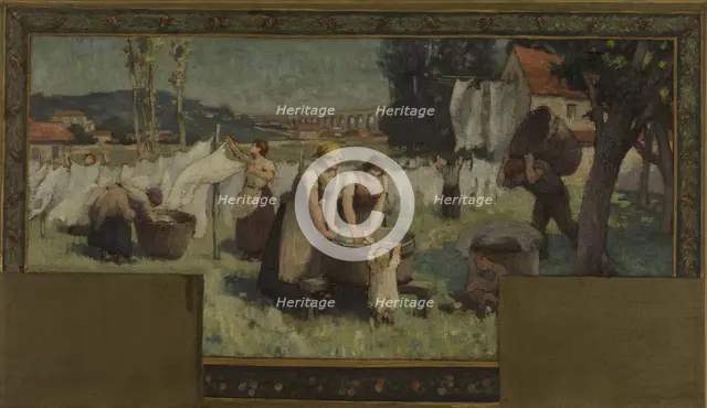 Esquisse pour la mairie d'Arcueil-Cachan : Les Blanchisseuses, 1888. Creator: Paul Albert Baudouin.