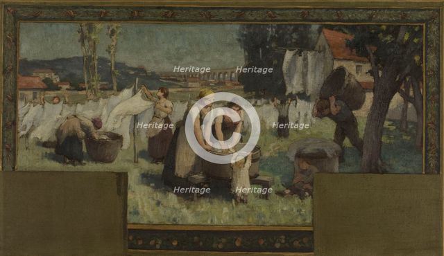 Esquisse pour la mairie d'Arcueil-Cachan : Les Blanchisseuses, 1888. Creator: Paul Albert Baudouin.