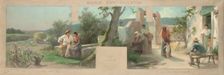 Esquisse pour la mairie d'Arcueil-Cachan : les fiancés, les grands-parents, 1888. Creator: Alfred Henri Bramtot