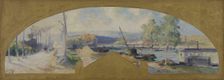 Esquisse pour la mairie d'Issy-les-Moulineaux : La Seine à Issy-les-Moulineaux, c.1901. Creator: Eugene Louis Gillot