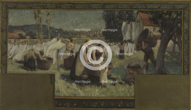 Esquisse pour la mairie d'Arcueil-Cachan : Les Blanchisseuses, 1888. Creator: Paul Albert Baudouin.
