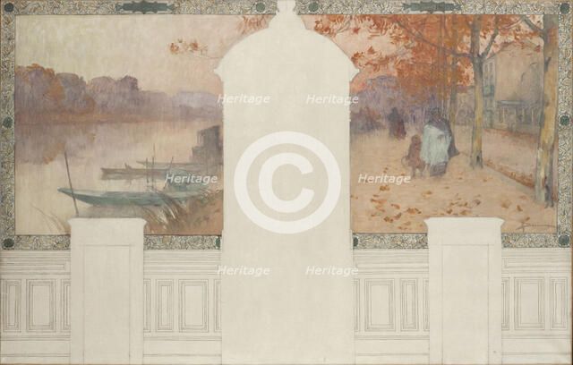 Esquisse pour la mairie d'Asnières : Automne, la Seine à Asnières, c.1900. Creator: Henri Gaston Darien.