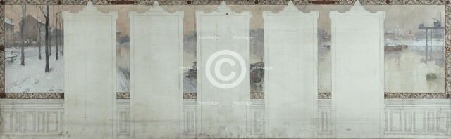 Esquisse pour la mairie d'Asnières : Hiver. La Seine à Asnières, c.1900. Creator: Henri Gaston Darien.