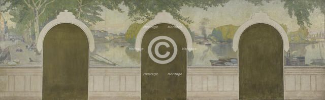 Esquisse pour la mairie d'Asnières : La Seine au pont de Clichy., 1900. Creator: Henri Marius-Camille Bouvet.