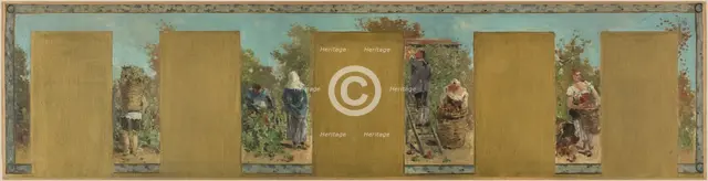 Esquisse pour la mairie de Bagnolet : Automne. Les cultures de Bagnolet., 1893. Creator: Pierre Vauthier.