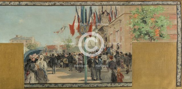 Esquisse pour la mairie de Bagnolet : Eté. La fête de Bagnolet le jour du couronnement..., 1893. Creator: Pierre Vauthier.