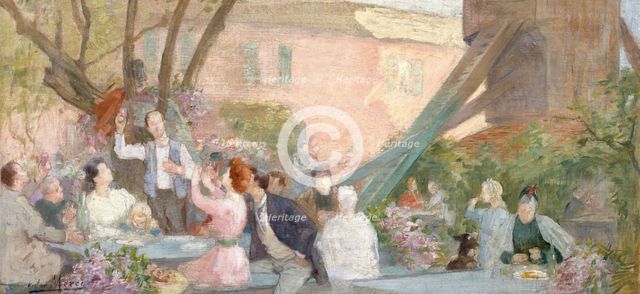 Esquisse pour la mairie de Bagnolet : Un toast, 1893. Creator: Victor Marec.